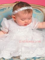 Dress with Embroidered Organza Overlay - White